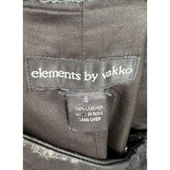 Elements By Vakko Women's Black Leather biker 90s Pants 8 - Picture 2 of 12